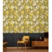 Floral wallpaper with birds on yellow
