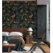 Dark botanical wallpaper birds