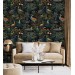 Dark botanical wallpaper birds