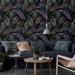 Dark tropical wallpaper, large palm and banana leaves