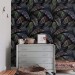 Dark tropical wallpaper, large palm and banana leaves