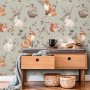 Forest animals nursery wallpaper, baby girl room