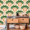 Tropical wallpaper palms and jaguars Vibrant accent wall