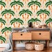 Tropical wallpaper palms and jaguars Vibrant accent wall