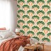 Tropical wallpaper palms and jaguars Vibrant accent wall