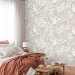 Tropical wallpaper with parrots Exotic flowers wallpaper