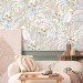 Tropical wallpaper with parrots Exotic flowers wallpaper