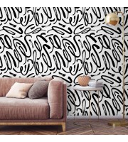 Abstract contemporary wallpaper black strokes on white