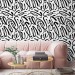 Abstract contemporary wallpaper black strokes on white