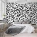 Abstract contemporary wallpaper black strokes on white