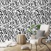 Abstract contemporary wallpaper black strokes on white