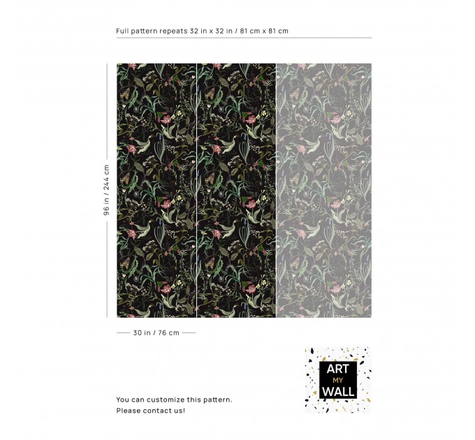Moody floral wallpaper secret garden Leaves and flowers