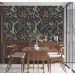 Dark folk botanical wallpaper – Whimsical forest leaves