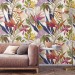 Exotic floral wall mural, large scale tropica leaves