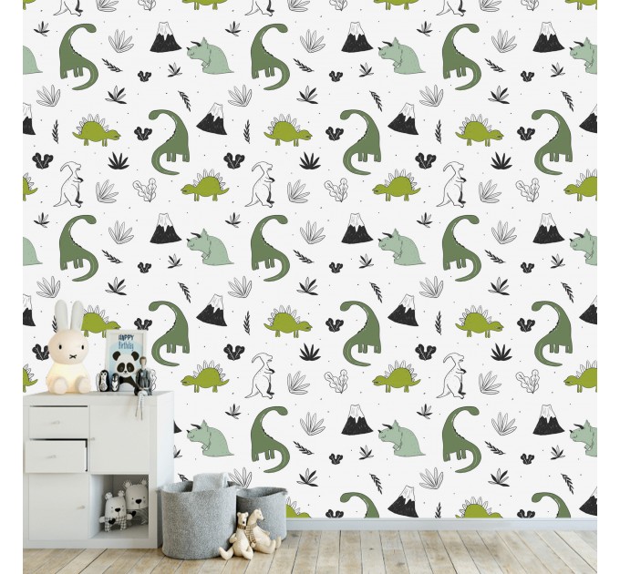 Dinosaur wallpaper kids boys room, Dino wall paper