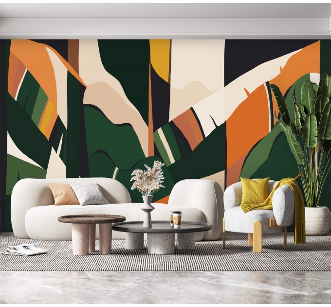 Abstract tropical wall mural Colorful and vibrant wallpaper