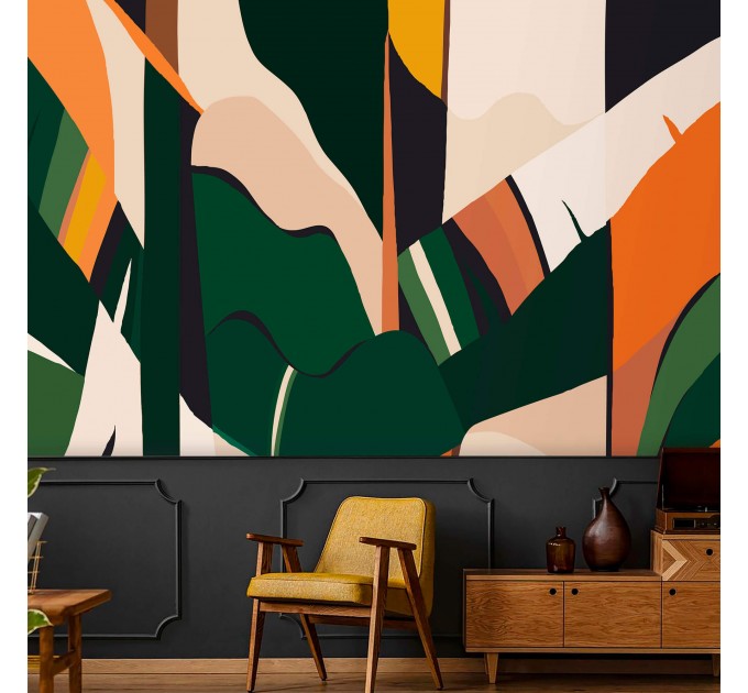 Abstract tropical wall mural Colorful and vibrant wallpaper