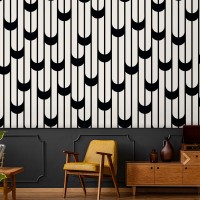 Modern wallpaper, black and white geometric pattern