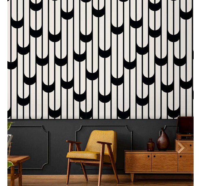Modern wallpaper, black and white geometric pattern