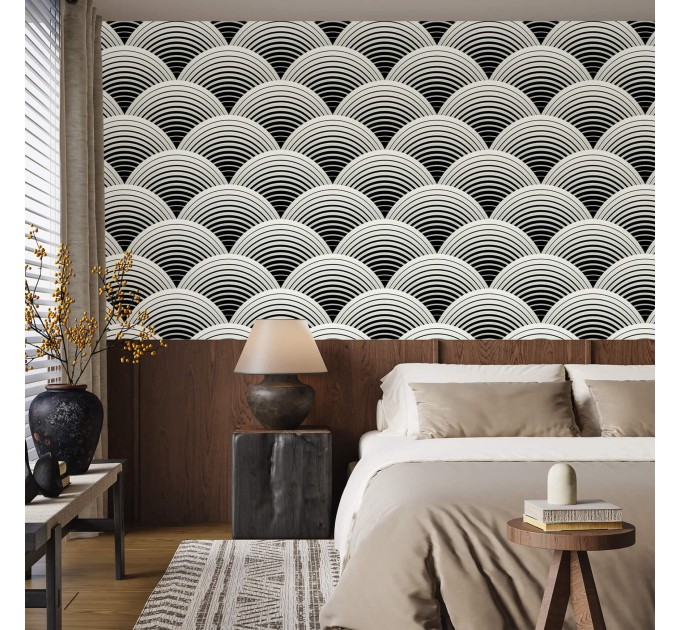 Art deco wallpaper fans black and white