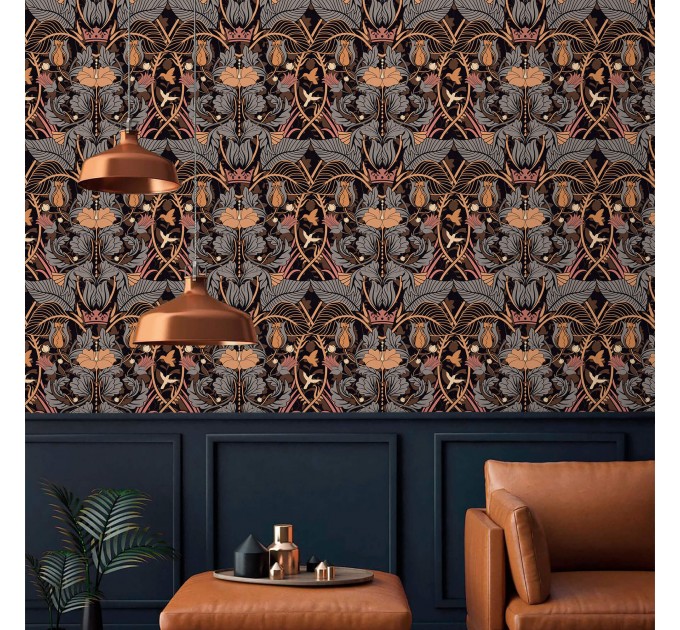 Art nouveau wallpaper vintage floral ornament