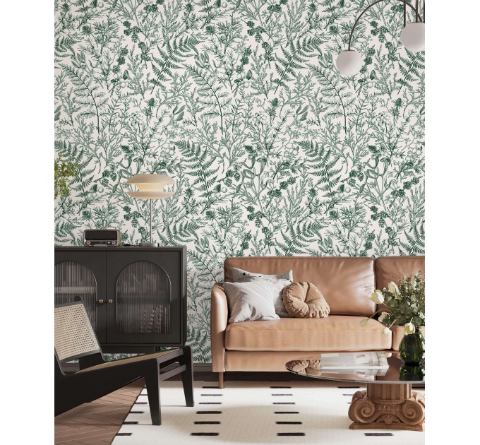 Botanical wallpaper herbs and leaves