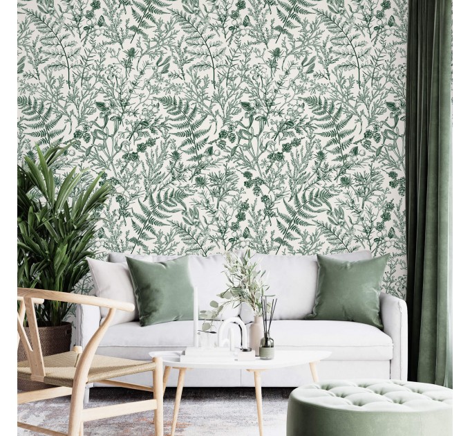 Botanical wallpaper herbs and leaves