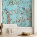 Vintage floral wallpaper with peacocks, birds and flowers