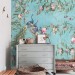 Vintage floral wallpaper with peacocks, birds and flowers