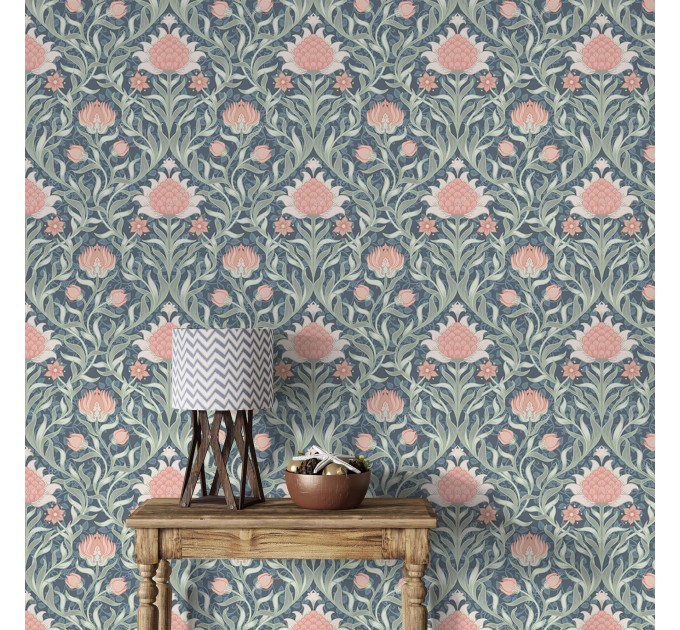 Vintage wallpaper leaves and flowers, William Morris