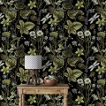 Dark botanical wallpaper wildflowers and herbs