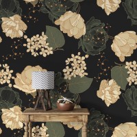 Dark floral wallpaper, moody flowers and leaves