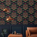 Dark floral wallpaper, moody vintage botanical decor