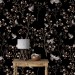 Dark floral wallpaper with birds Chinoiserie style