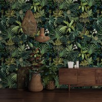Dark green tropical wallpaper exotic leaves