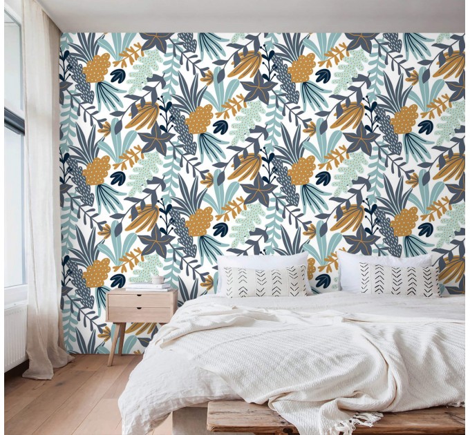 Floral accent wallpaper flowers and leaves