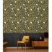 Floral wallpaper botanical on dark, accent wall decor
