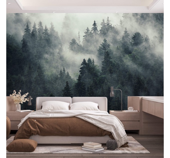Foggy forest wallpaper Nature landscape mural