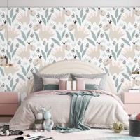 Girls nursery dinosaur wallpaper, pastel colors accent wall
