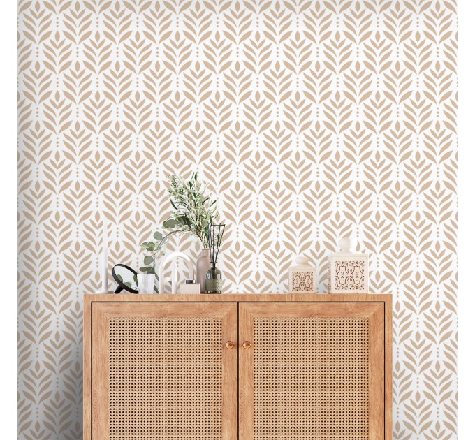 Modern boho leaf pattern wallpaper