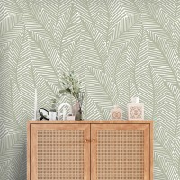 Neutral wallpaper minimalist leaves sage green