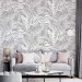 Gray tropical leaf wallpaper – Botanical wall mural