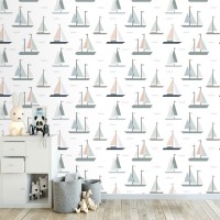 Wallpaper kids room, sailor nautical wallpaper nursery