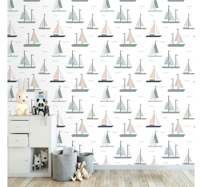 Wallpaper kids room, sailor nautical wallpaper nursery