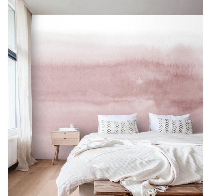 Abstract wallpaper watercolor dusty pink art wall mural