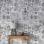 Alchemy motives vintage wallpaper herbs medicine theme