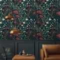 Dark floral wallpaper vintage style flowers on dark