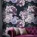 Dark floral wallpaper large peony watercolor flowers