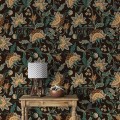 Dark floral wallpaper vintage style flowers and leaves