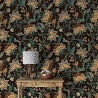 Dark floral wallpaper vintage style flowers and leaves